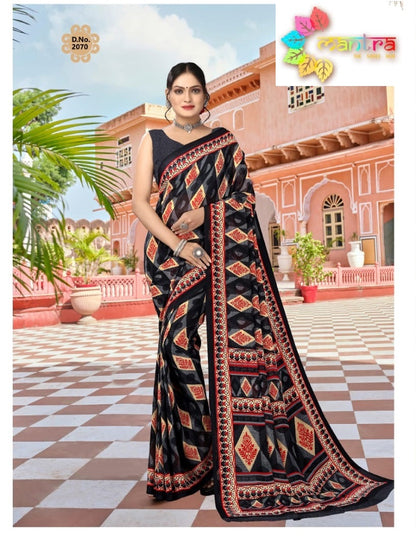 Blue Lady Mantra Weightless Sarees Wholesaler Ahmedabad