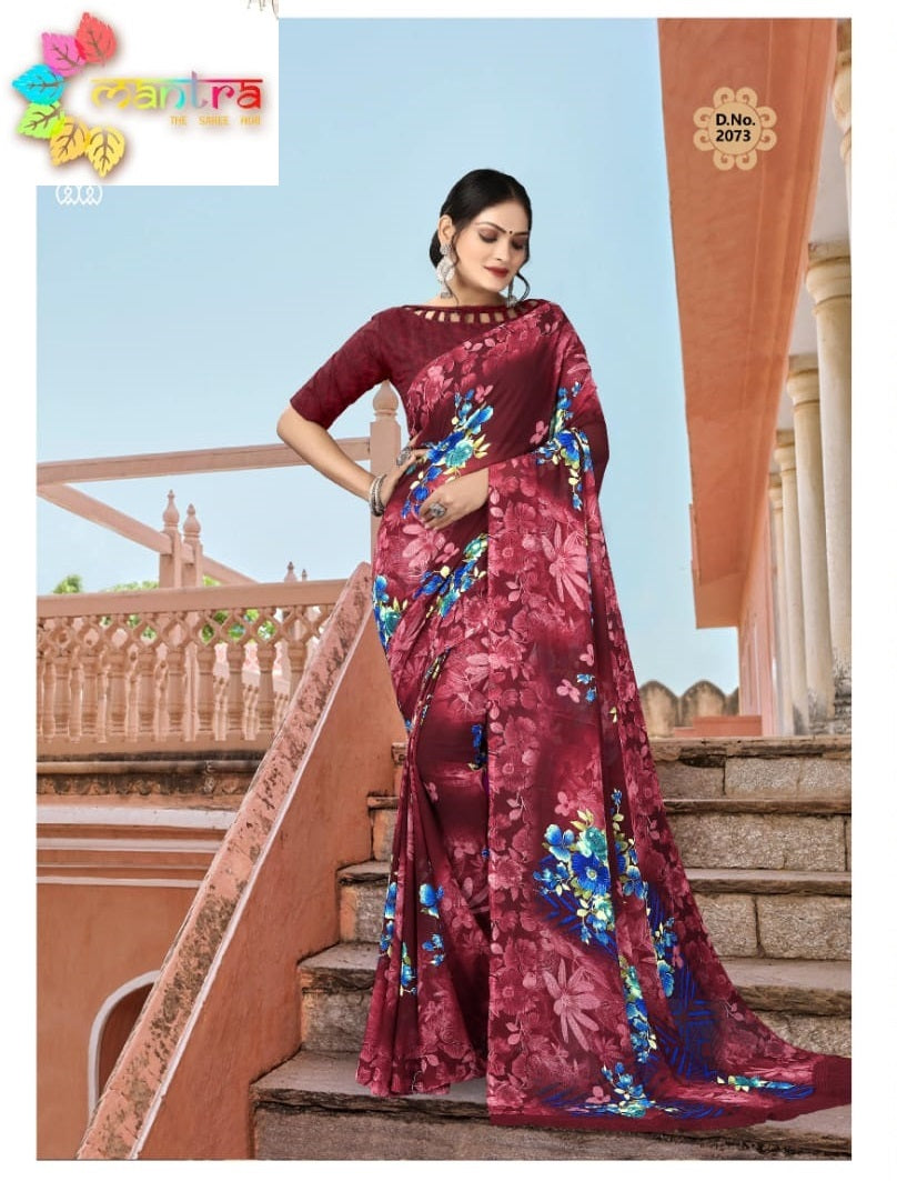 Blue Lady Mantra Weightless Sarees Wholesaler Ahmedabad