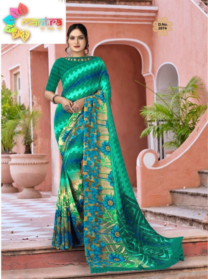 Blue Lady Mantra Weightless Sarees Wholesaler Ahmedabad