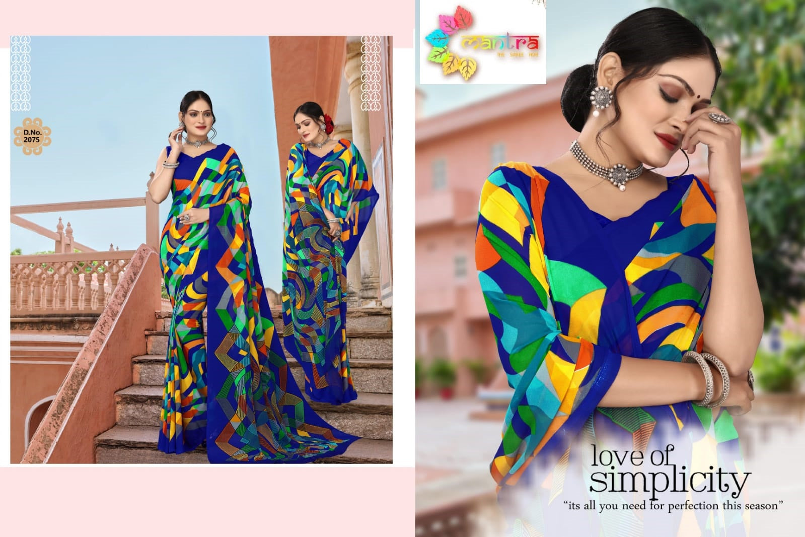 Blue Lady Mantra Weightless Sarees Wholesaler Ahmedabad