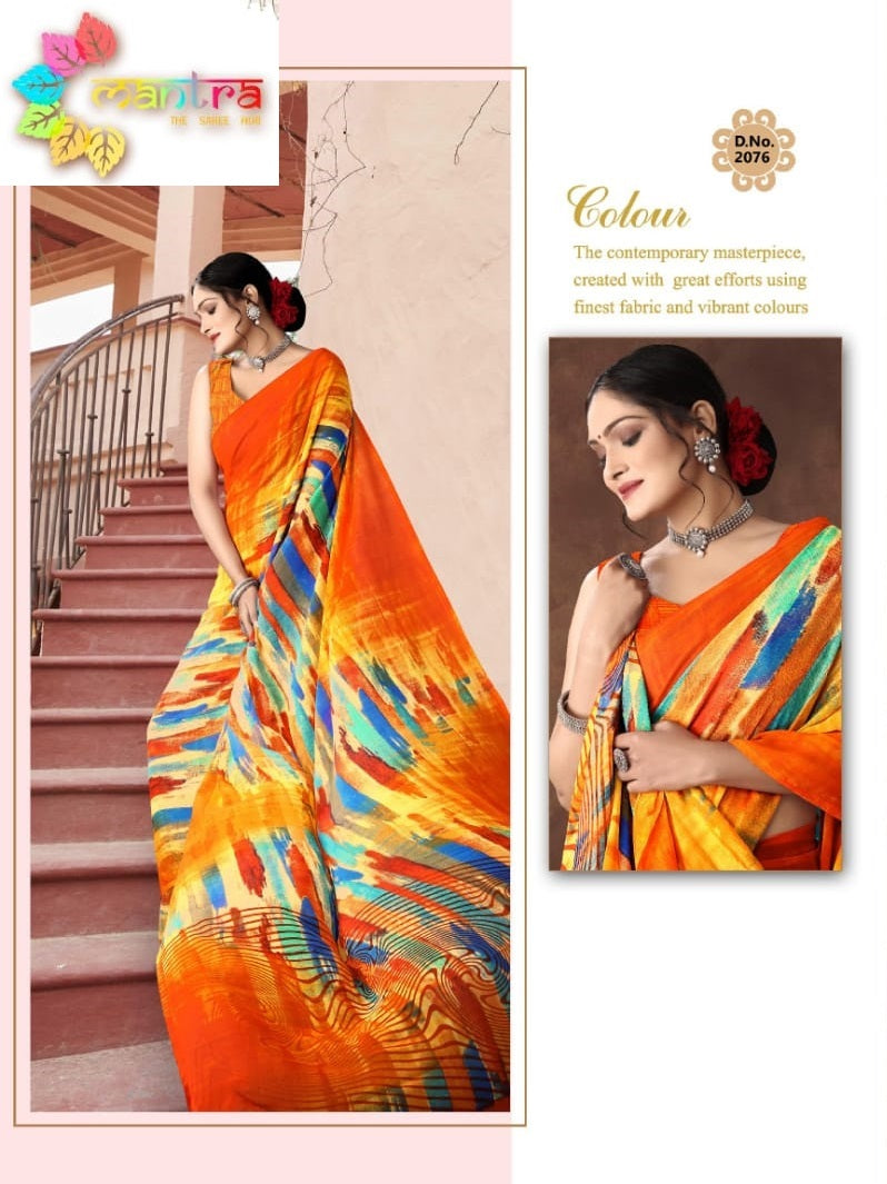 Blue Lady Mantra Weightless Sarees Wholesaler Ahmedabad