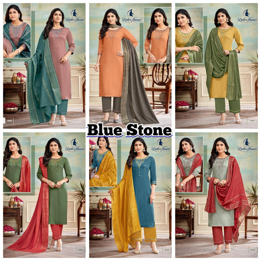 Blue Stone Ladies Flavour Viscose Dobby Readymade Pant Style Suits Manufacturer Gujarat