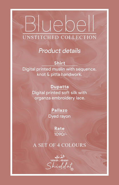 Bluebell 1006 Shiddat Muslin Pant Style Suits Manufacturer Ahmedabad