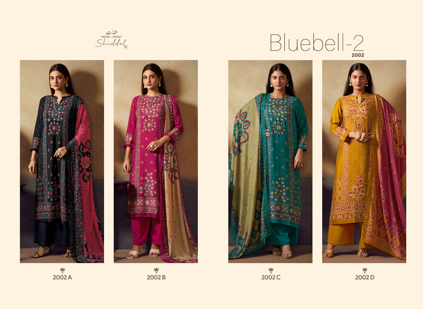 Bluebell 2002 Shiddat Muslin Plazzo Style Suits Wholesaler
