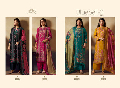 Bluebell 2002 Shiddat Muslin Plazzo Style Suits Wholesaler
