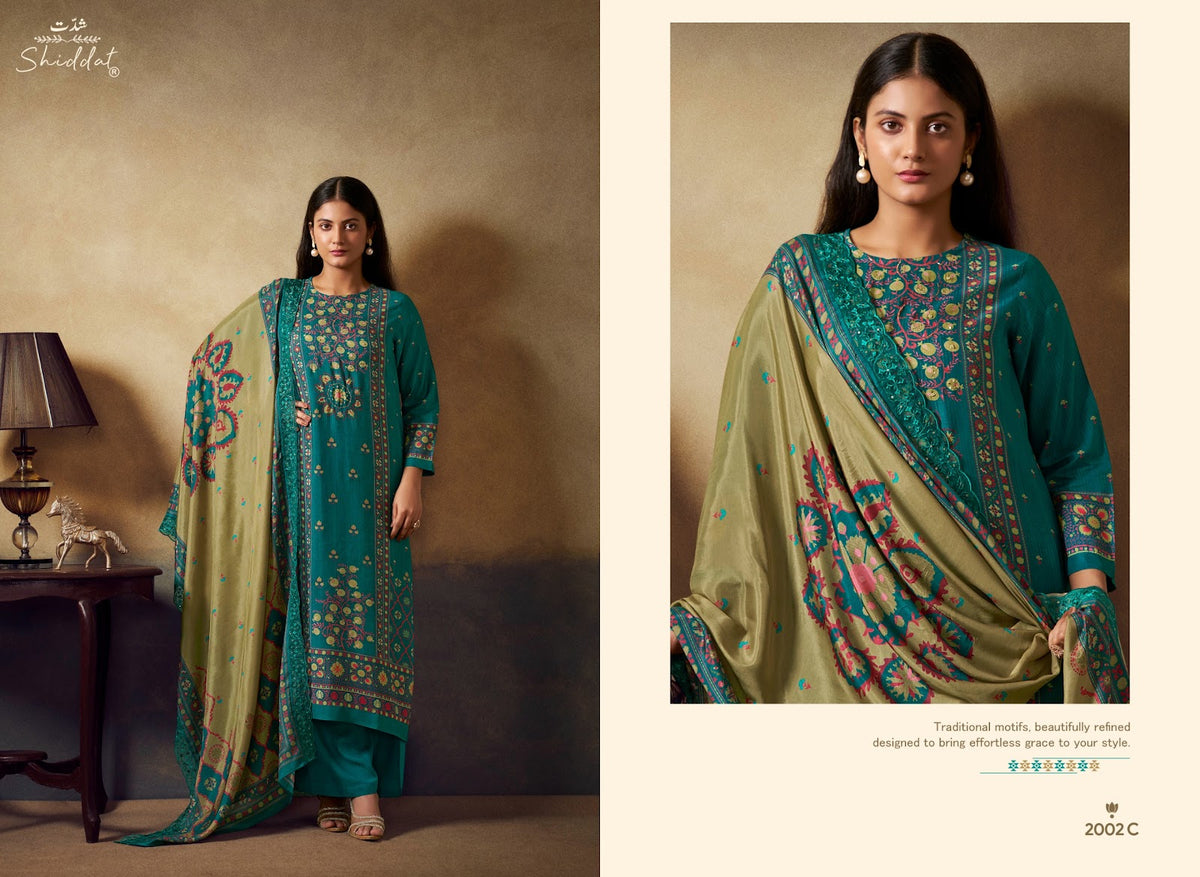 Bluebell 2002 Shiddat Muslin Plazzo Style Suits Wholesaler