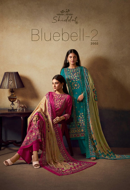 Bluebell 2002 Shiddat Muslin Plazzo Style Suits Wholesaler