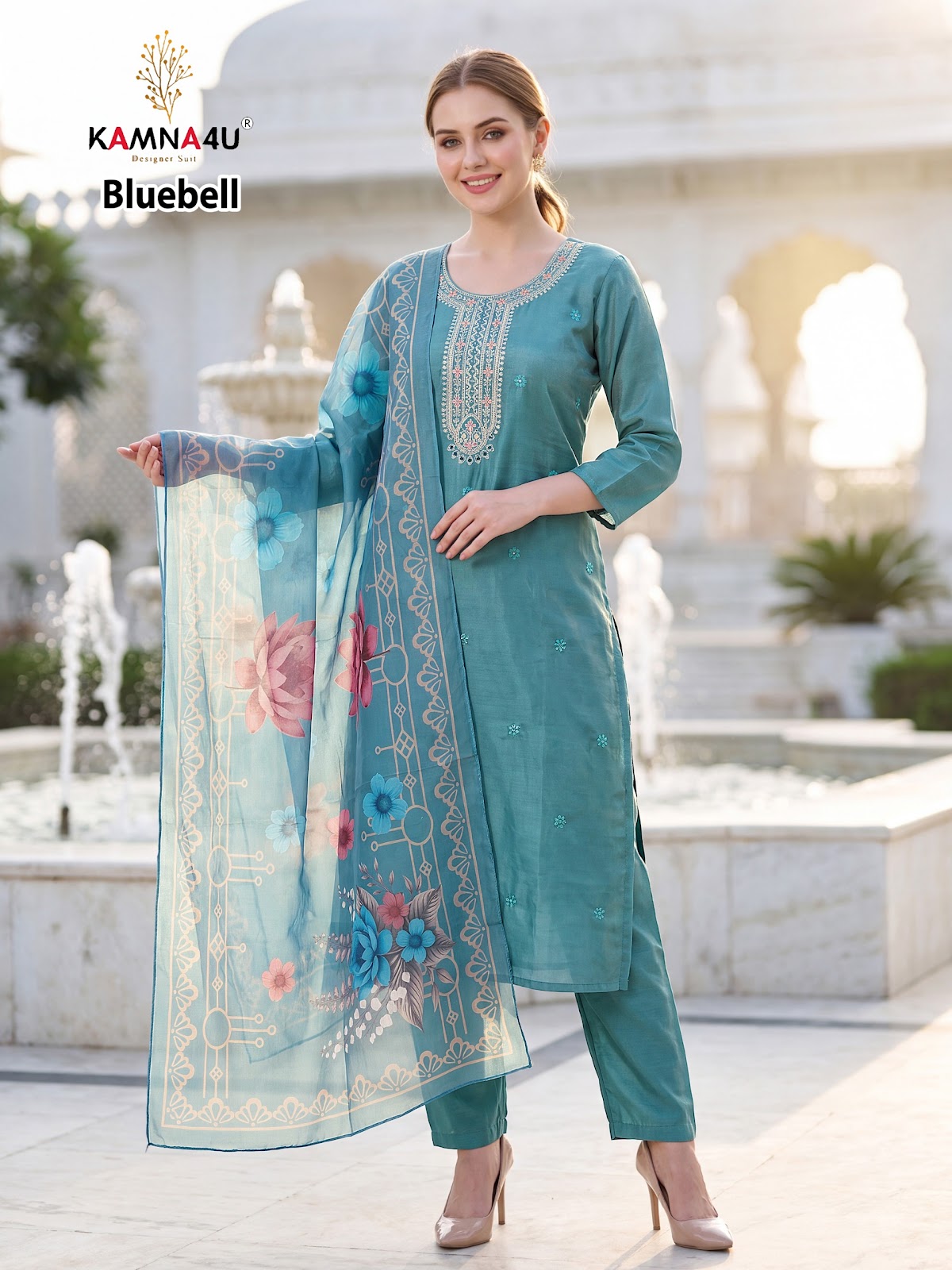 Bluebell Kamna4U Shimmer Readymade Pant Style Suits Manufacturer