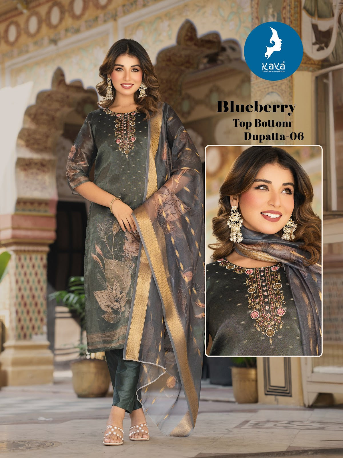 Blueberry Kaya Shimmer Readymade Pant Style Suits Supplier Ahmedabad