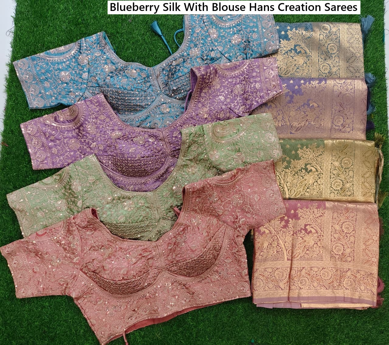Blueberry Silk With Blouse Hans Creation Sarees Manufacturer India