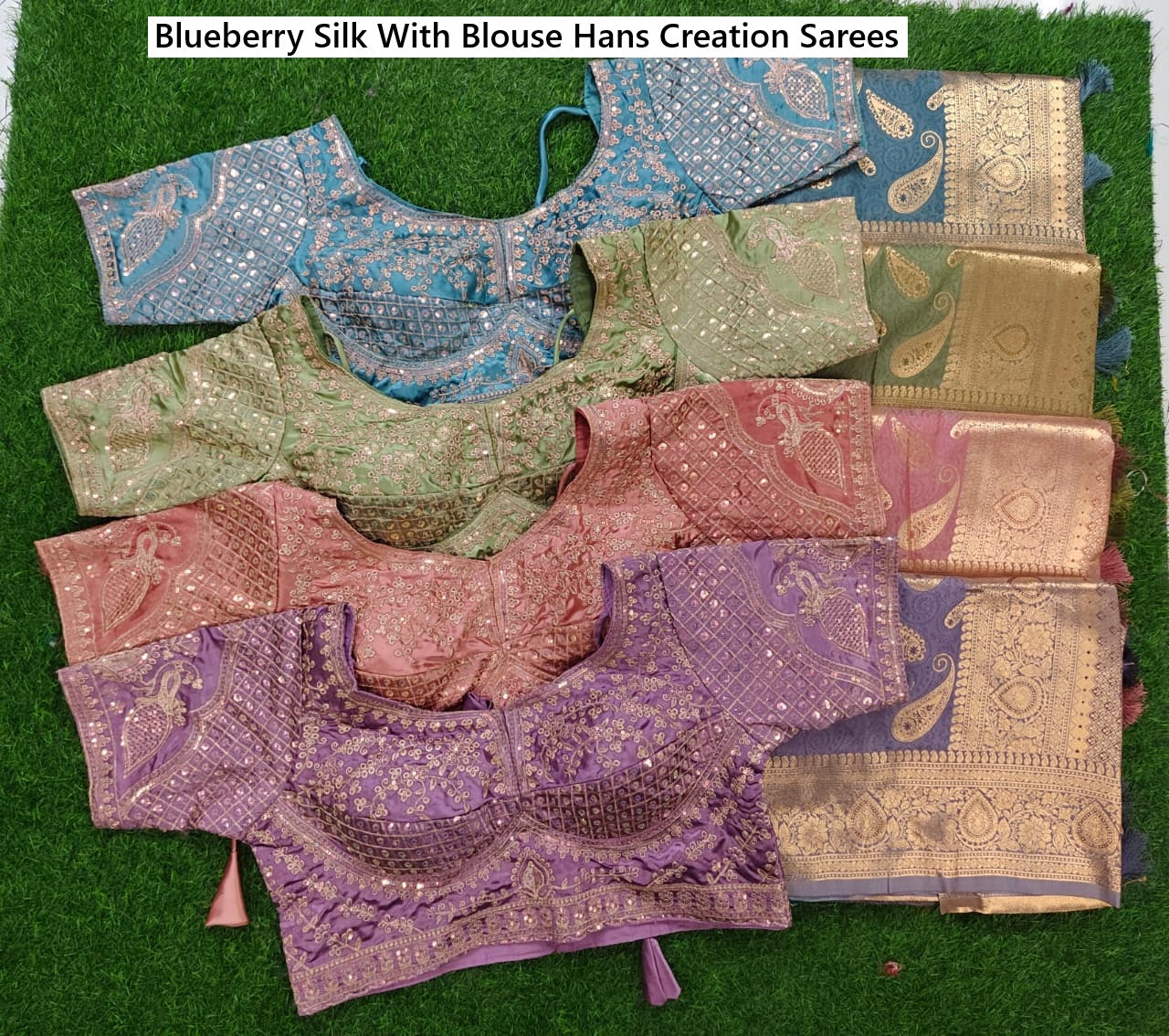 Blueberry Silk With Blouse Hans Creation Sarees Manufacturer India