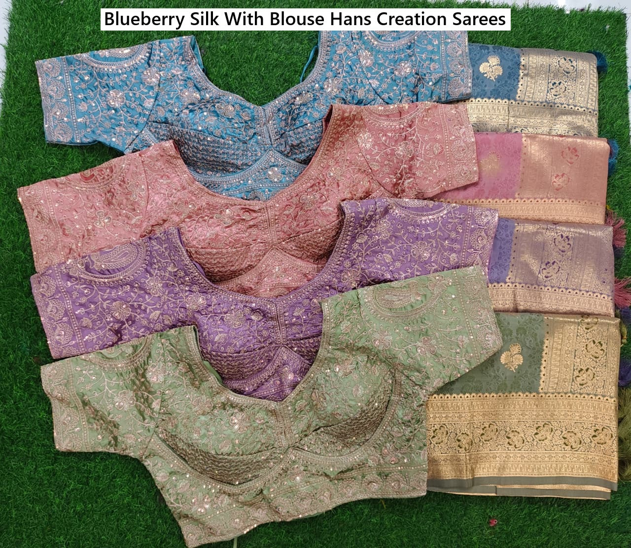 Blueberry Silk With Blouse Hans Creation Sarees Manufacturer India