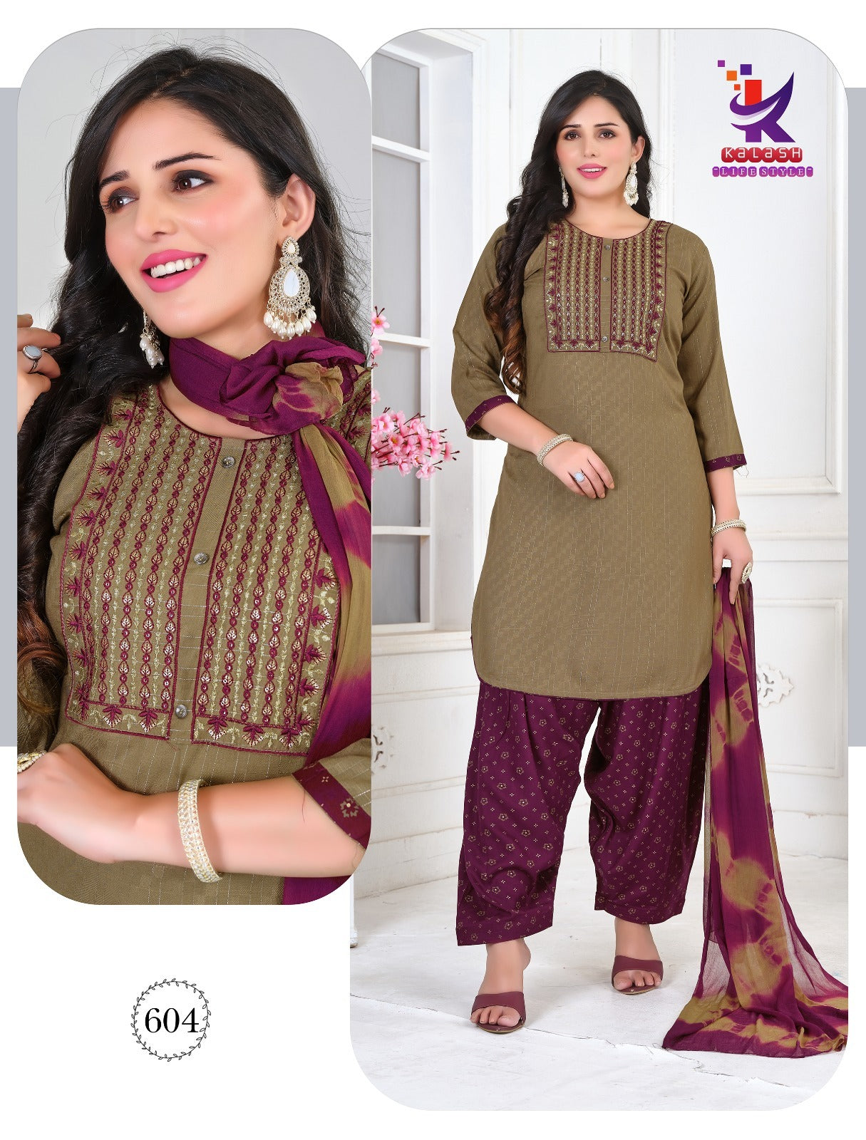 Blushing Beauty Mlm Kalash Lifestyle Rayon Slub Readymade Patiyala Suits Wholesale Rate