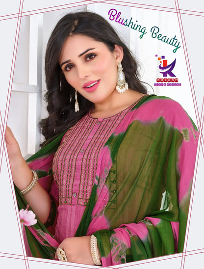 Blushing Beauty Mlm Kalash Lifestyle Rayon Slub Readymade Patiyala Suits Wholesale Rate