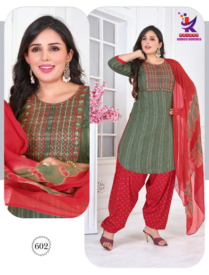 Blushing Beauty Mlm Kalash Lifestyle Rayon Slub Readymade Patiyala Suits Wholesale Rate