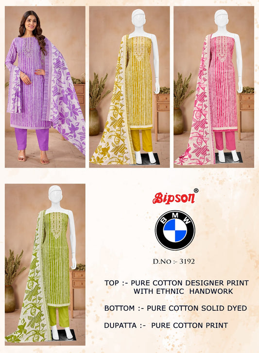 Bmw 3192 Bipson Prints Pure Cotton Pant Style Suits Exporter