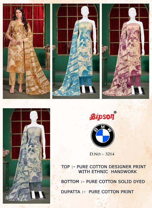 Bmw 3214 Bipson Prints Pure Cotton Pant Style Suits Supplier India