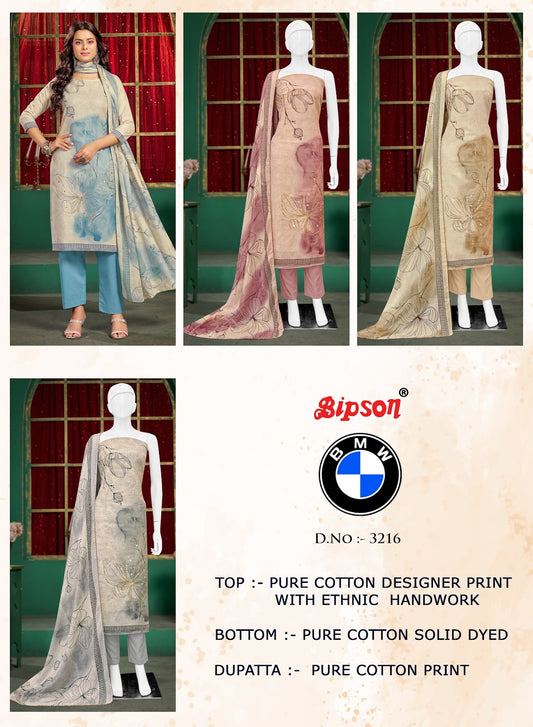 Bmw 3216 Bipson Prints Pure Cotton Pant Style Suits Wholesale Price