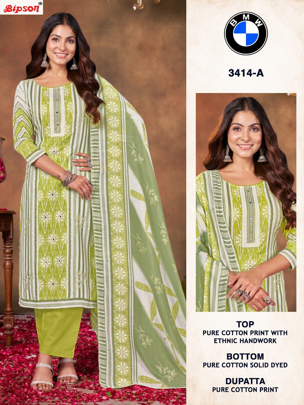 Bmw 3414 Bipson Prints Cotton Dress Material Exporter India