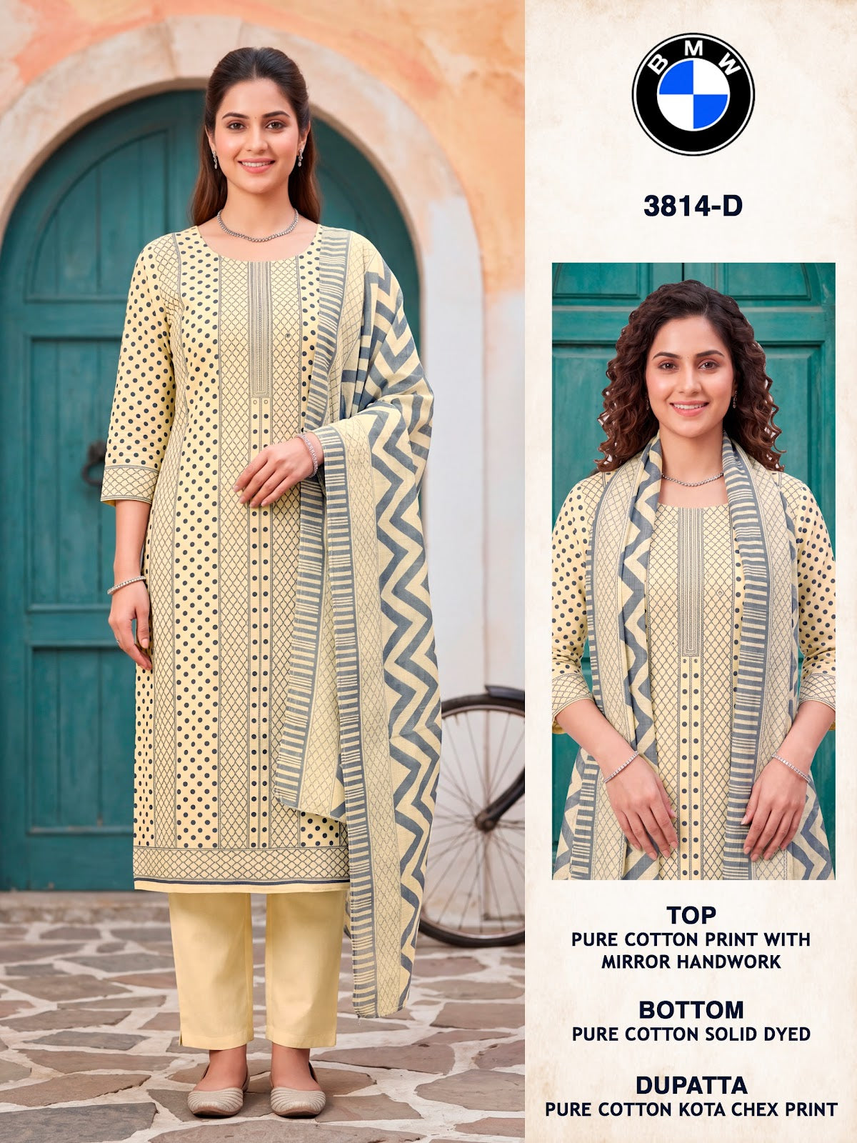 Bmw 3814 Bipson Prints Cotton Pant Style Suits Supplier