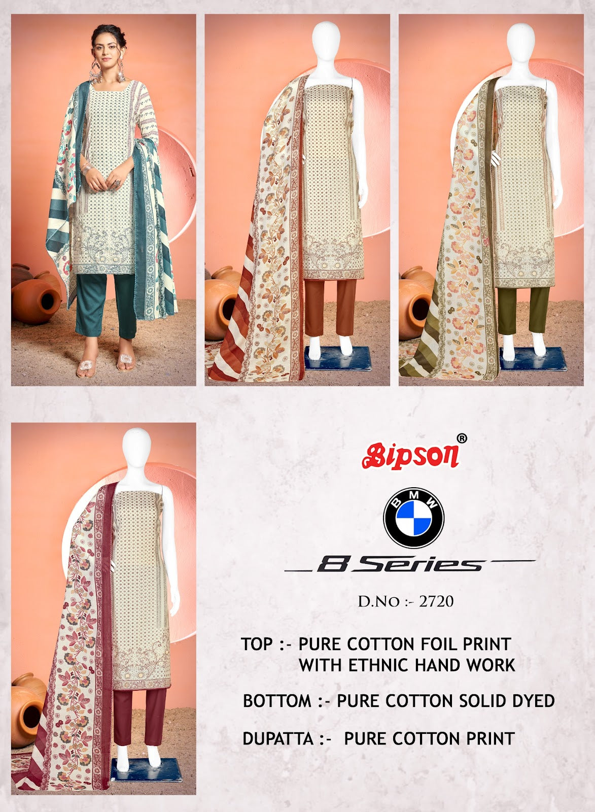 Bmw 8 Series 2720 Bipson Prints Cotton Pant Style Suits Supplier Ahmedabad
