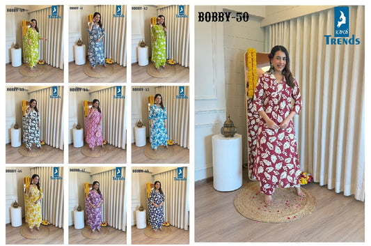 Bobby 150525 Kaya Rayon Kurti Plazzo Set Exporter India
