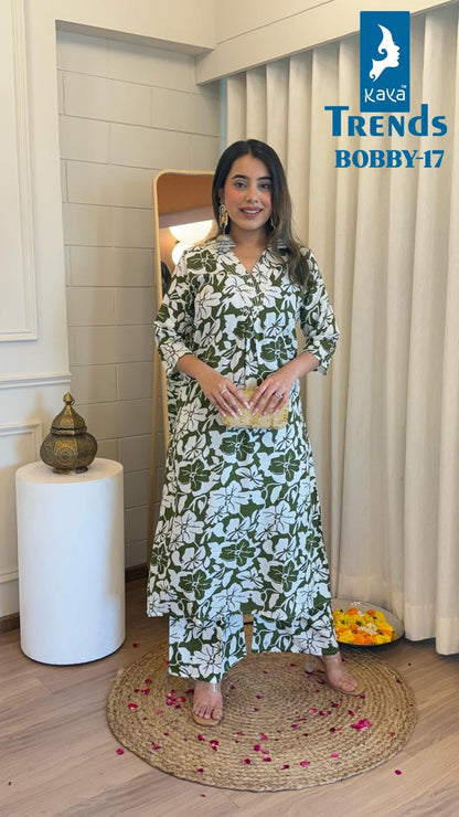 Bobby Kaya Rayon Kurti Plazzo Set Exporter India