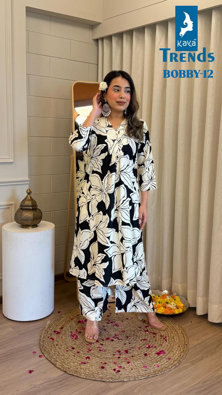 Bobby Kaya Rayon Kurti Plazzo Set Exporter India
