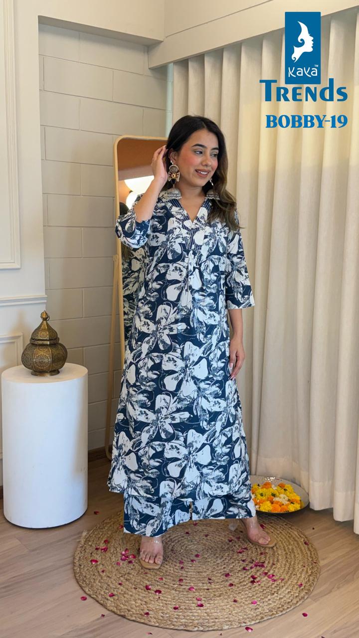 Bobby Kaya Rayon Kurti Plazzo Set Exporter India