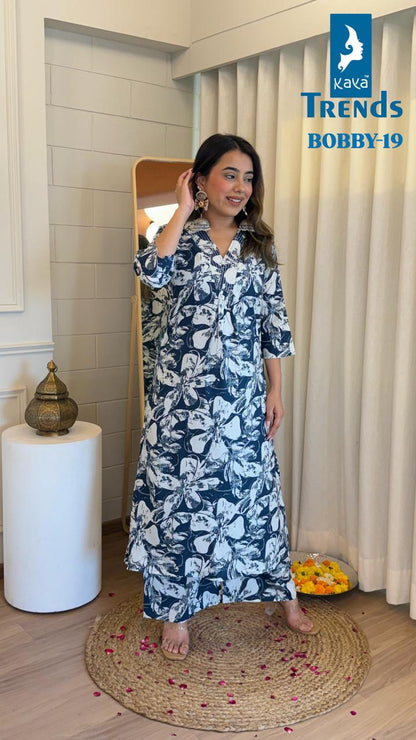 Bobby Kaya Rayon Kurti Plazzo Set Exporter India