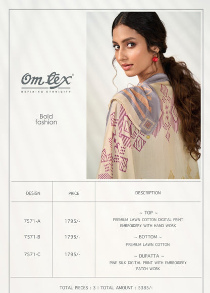 Bold Fashion Omtex Lawn Cotton Pant Style Suits Manufacturer