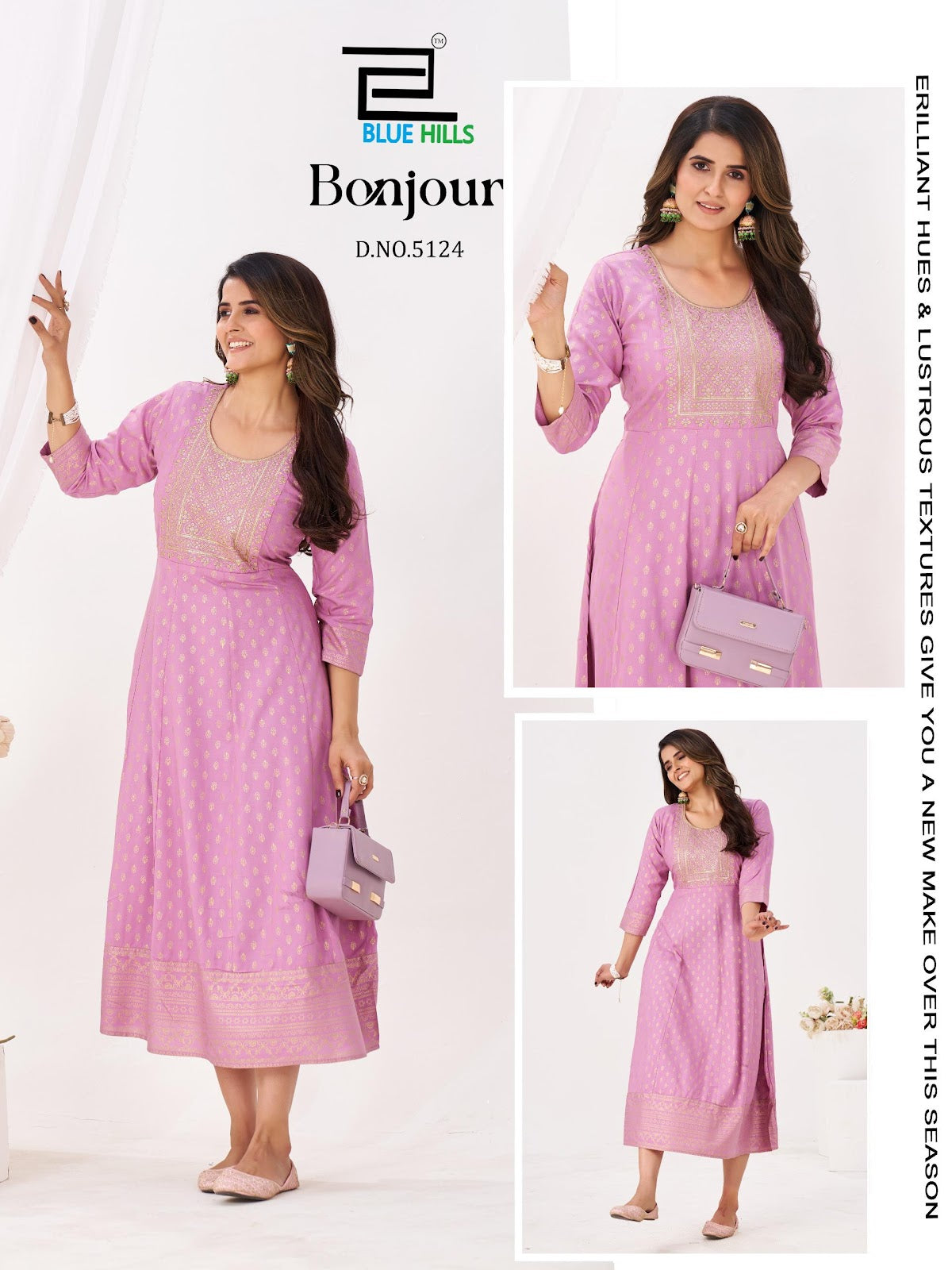 Bonjour Blue Hills Rayon 14Kg Anarkali Kurtis Supplier Gujarat
