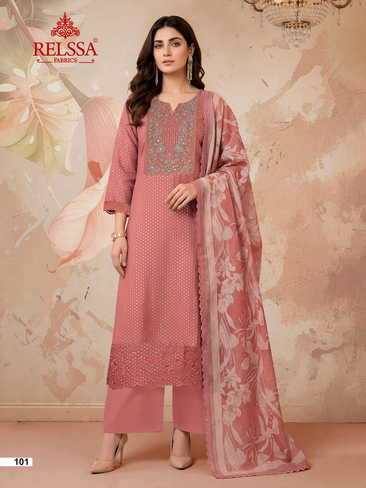 Boond Relssa Fabrics Tissue Plazzo Style Suits Supplier Ahmedabad