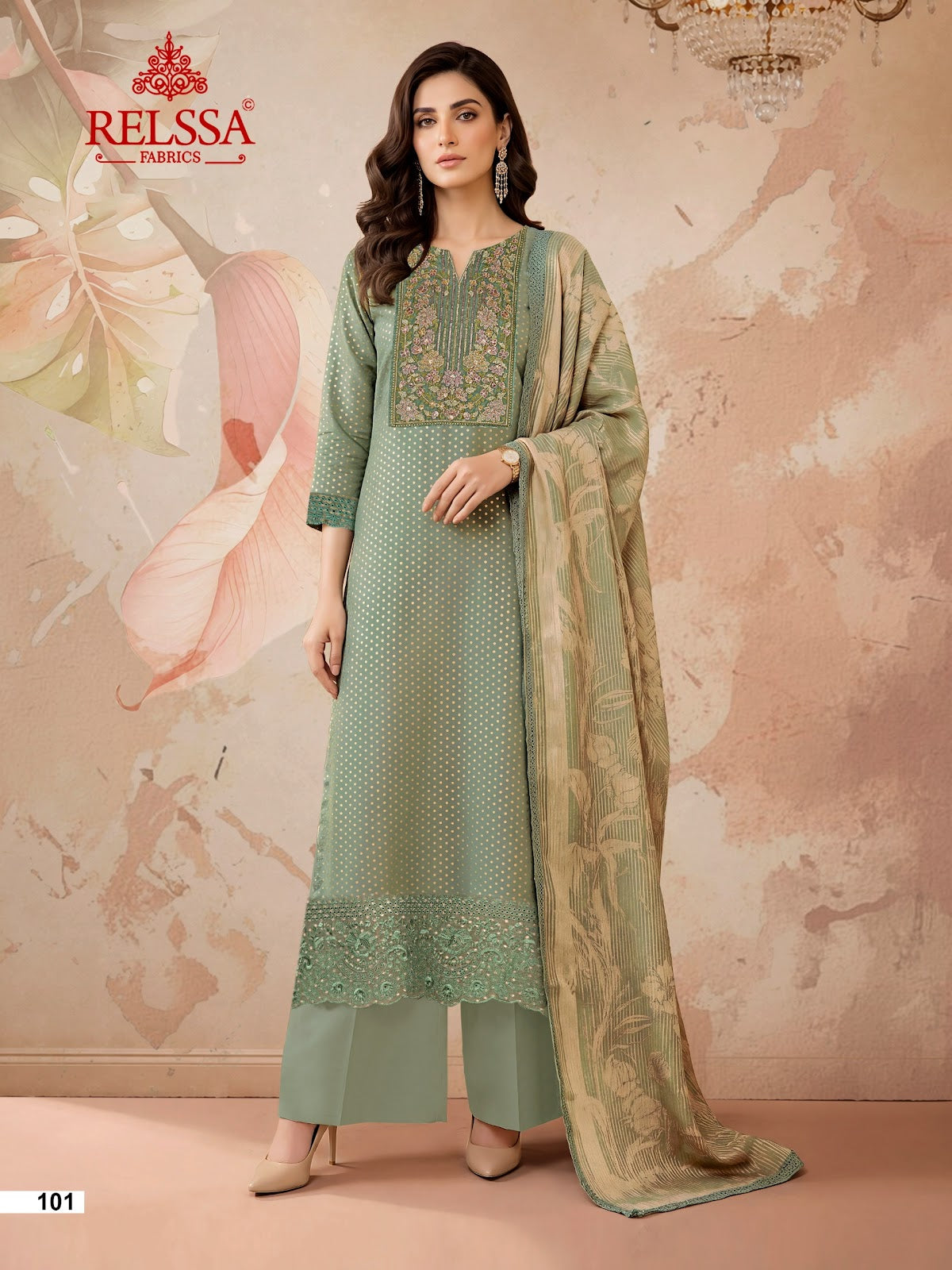 Boond Relssa Fabrics Tissue Plazzo Style Suits Supplier Ahmedabad