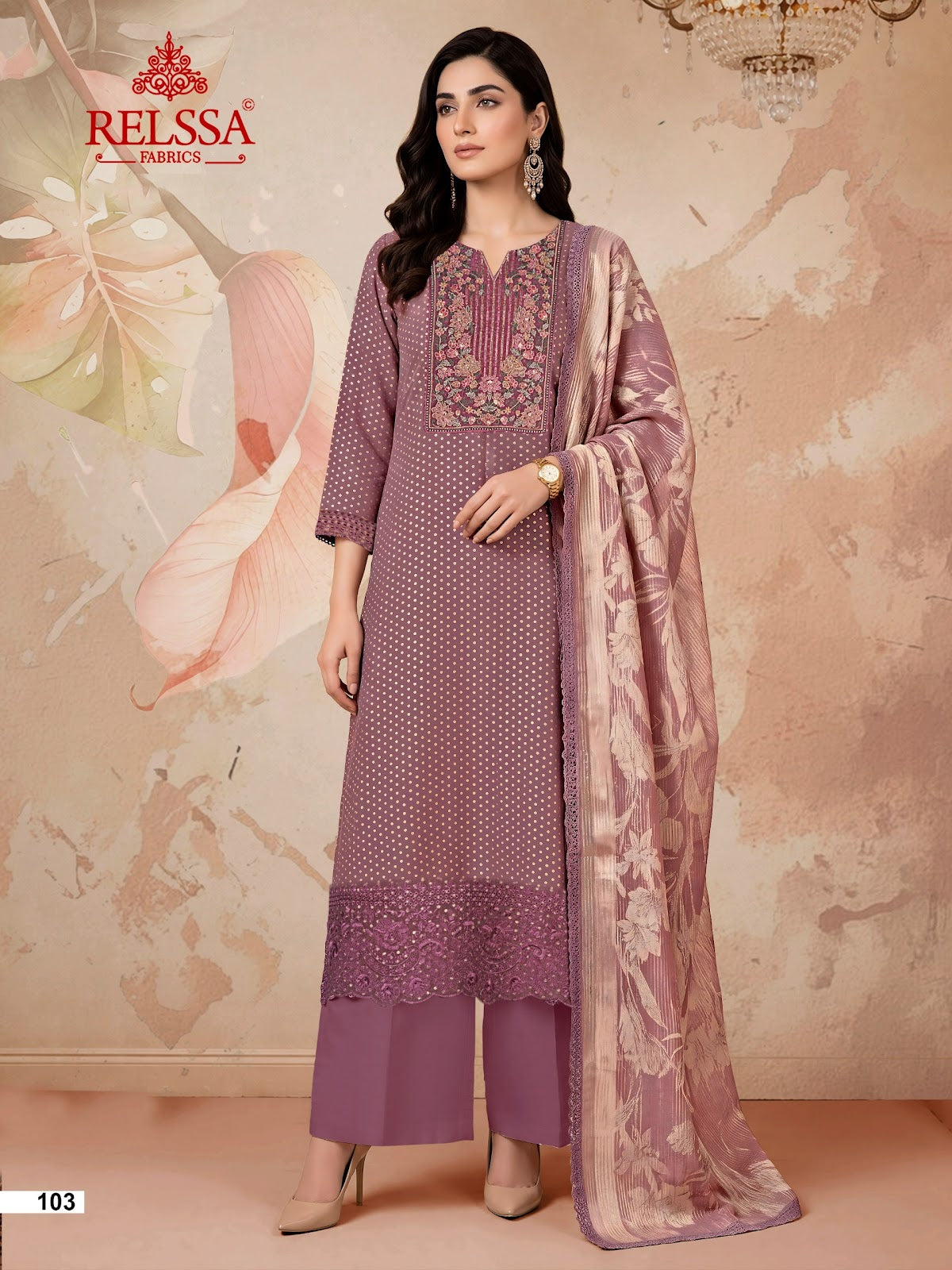 Boond Relssa Fabrics Tissue Plazzo Style Suits Supplier Ahmedabad