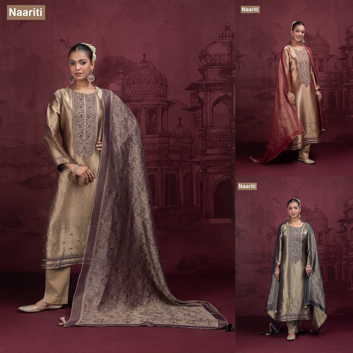 Boraan 2921 Naariti Silk Jacquard Pant Style Suits Exporter Gujarat