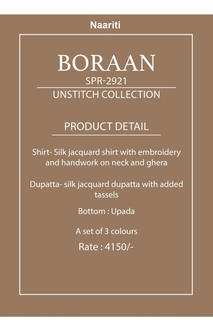 Boraan 2921 Naariti Silk Jacquard Pant Style Suits Exporter Gujarat