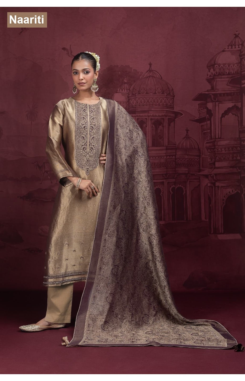Boraan 2921 Naariti Silk Jacquard Pant Style Suits Exporter Gujarat