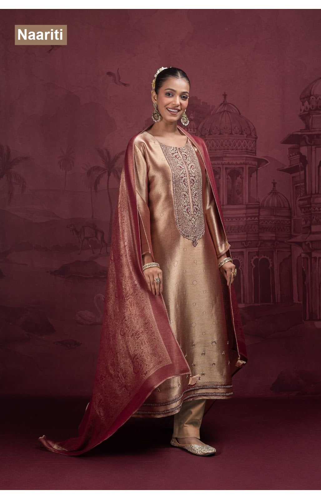 Boraan 2921 Naariti Silk Jacquard Pant Style Suits Exporter Gujarat