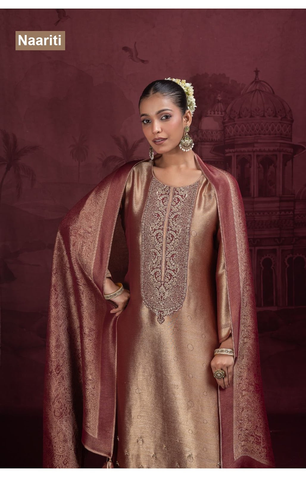 Boraan 2921 Naariti Silk Jacquard Pant Style Suits Exporter Gujarat