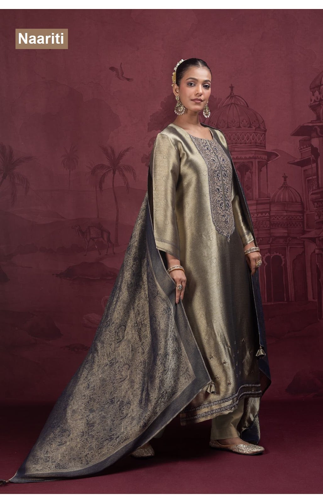 Boraan 2921 Naariti Silk Jacquard Pant Style Suits Exporter Gujarat