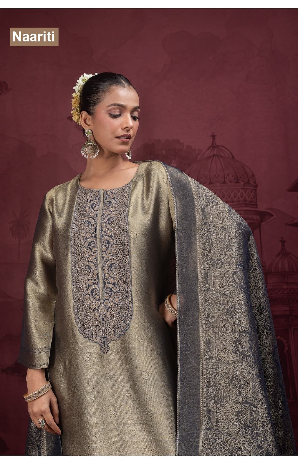 Boraan 2921 Naariti Silk Jacquard Pant Style Suits Exporter Gujarat