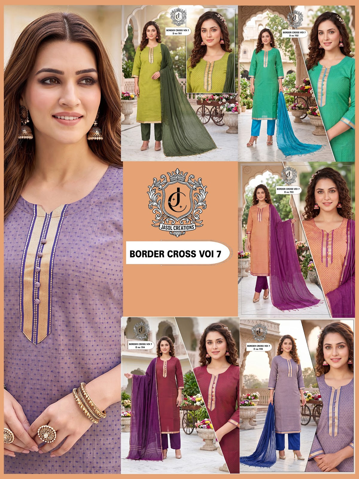 Border Cross Vol 7 Kcf South Cotton Readymade Pant Style Suits Supplier