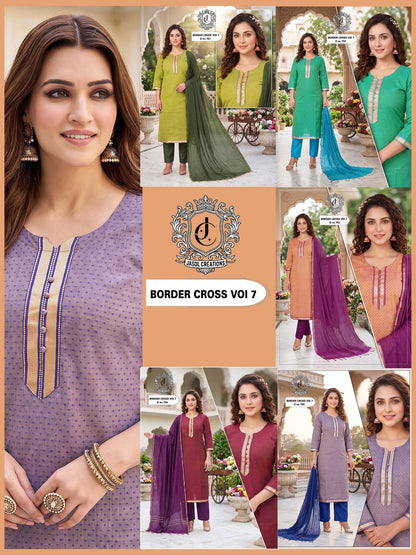 Border Cross Vol 7 Kcf South Cotton Readymade Pant Style Suits Supplier