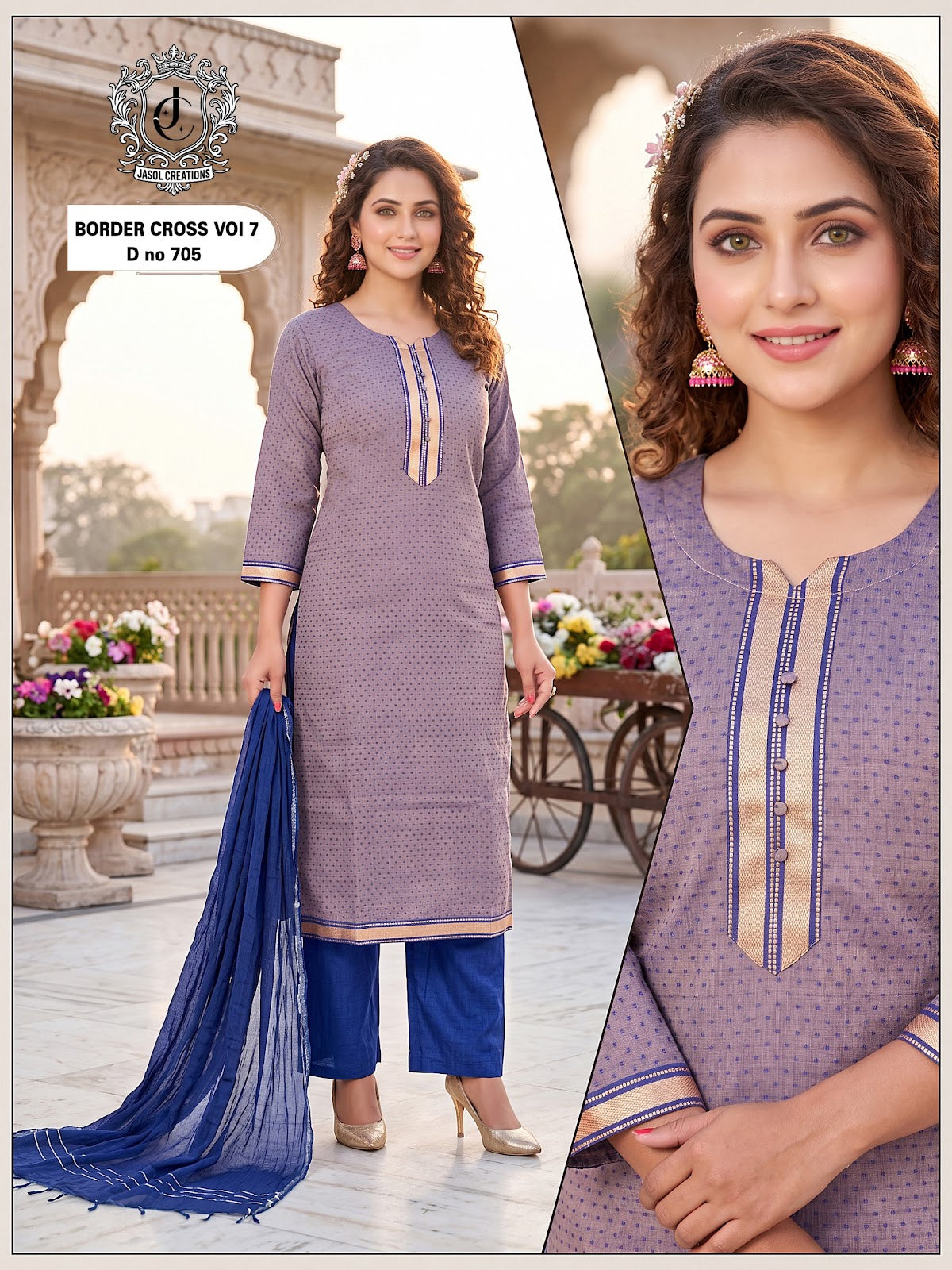 Border Cross Vol 7 Kcf South Cotton Readymade Pant Style Suits Supplier
