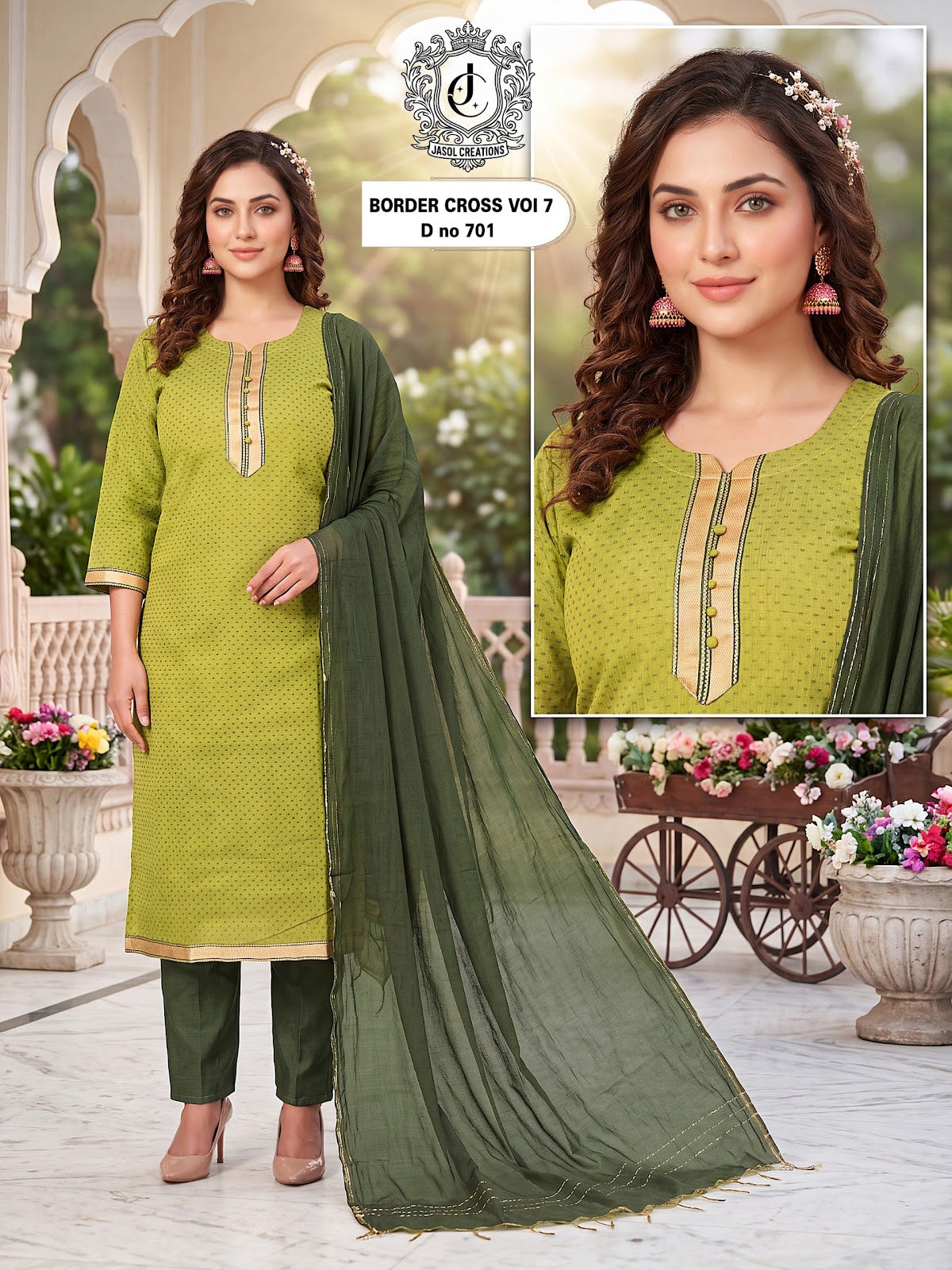 Border Cross Vol 7 Kcf South Cotton Readymade Pant Style Suits Supplier