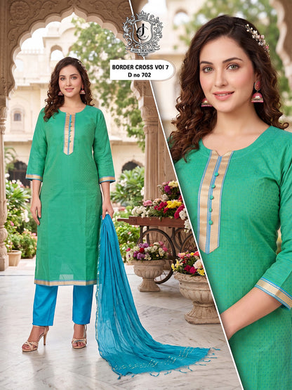 Border Cross Vol 7 Kcf South Cotton Readymade Pant Style Suits Supplier