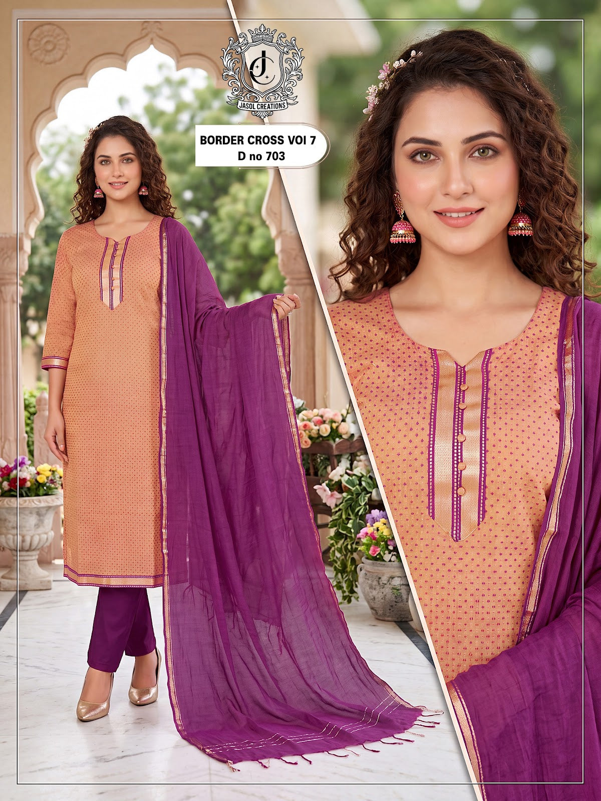 Border Cross Vol 7 Kcf South Cotton Readymade Pant Style Suits Supplier
