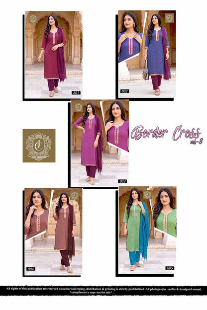 Border Cross Vol 8 Kcf South Cotton Readymade Pant Style Suits Exporter