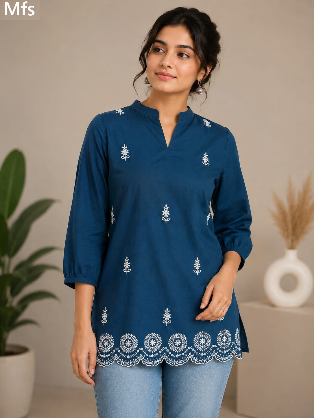 Border Print 0709 Mfs Cotton Short Kurtis Manufacturer India